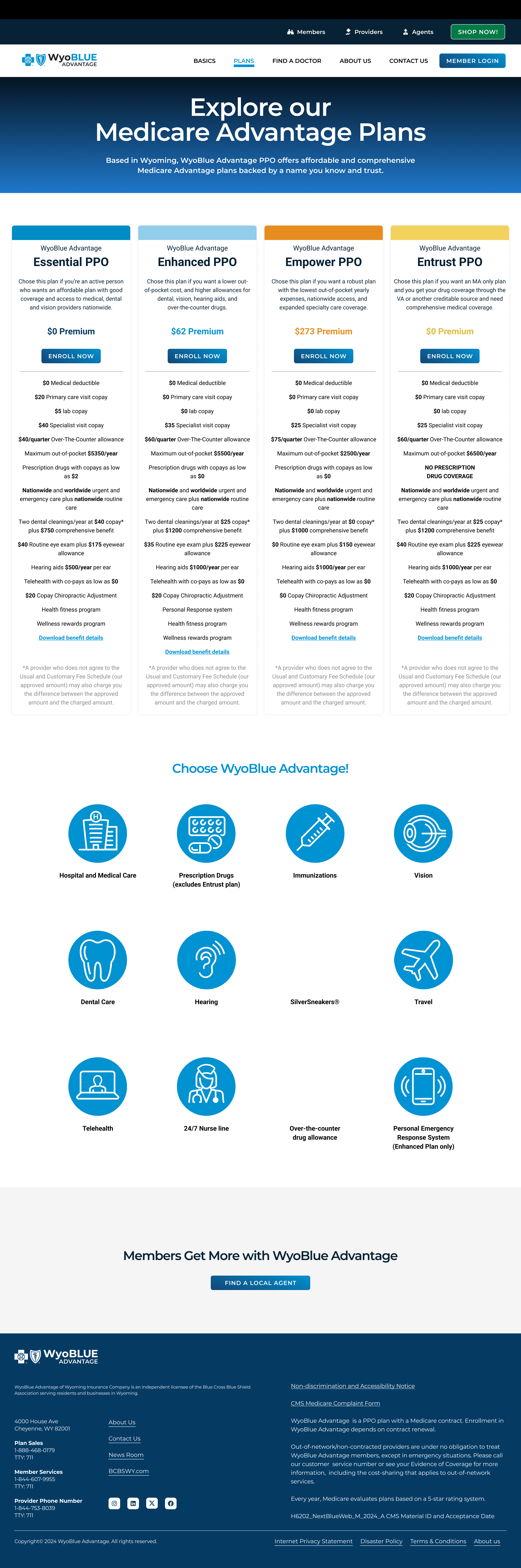 BCBSWY WyoBlue Advantage PPO Website components