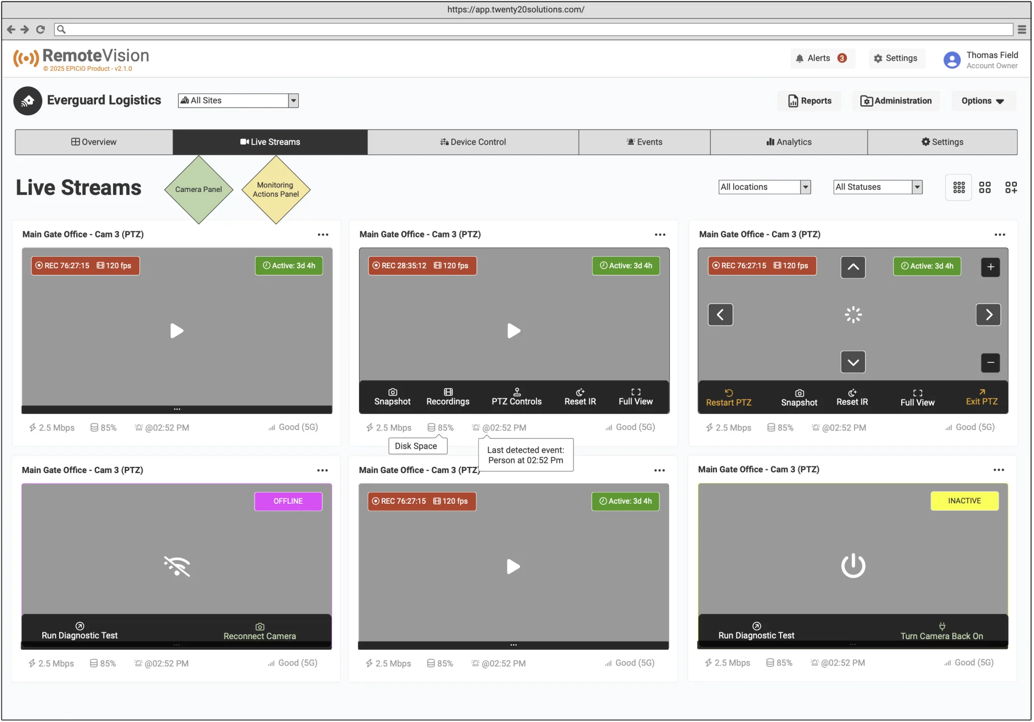 EPIC iO RemoteVision platform dashboard