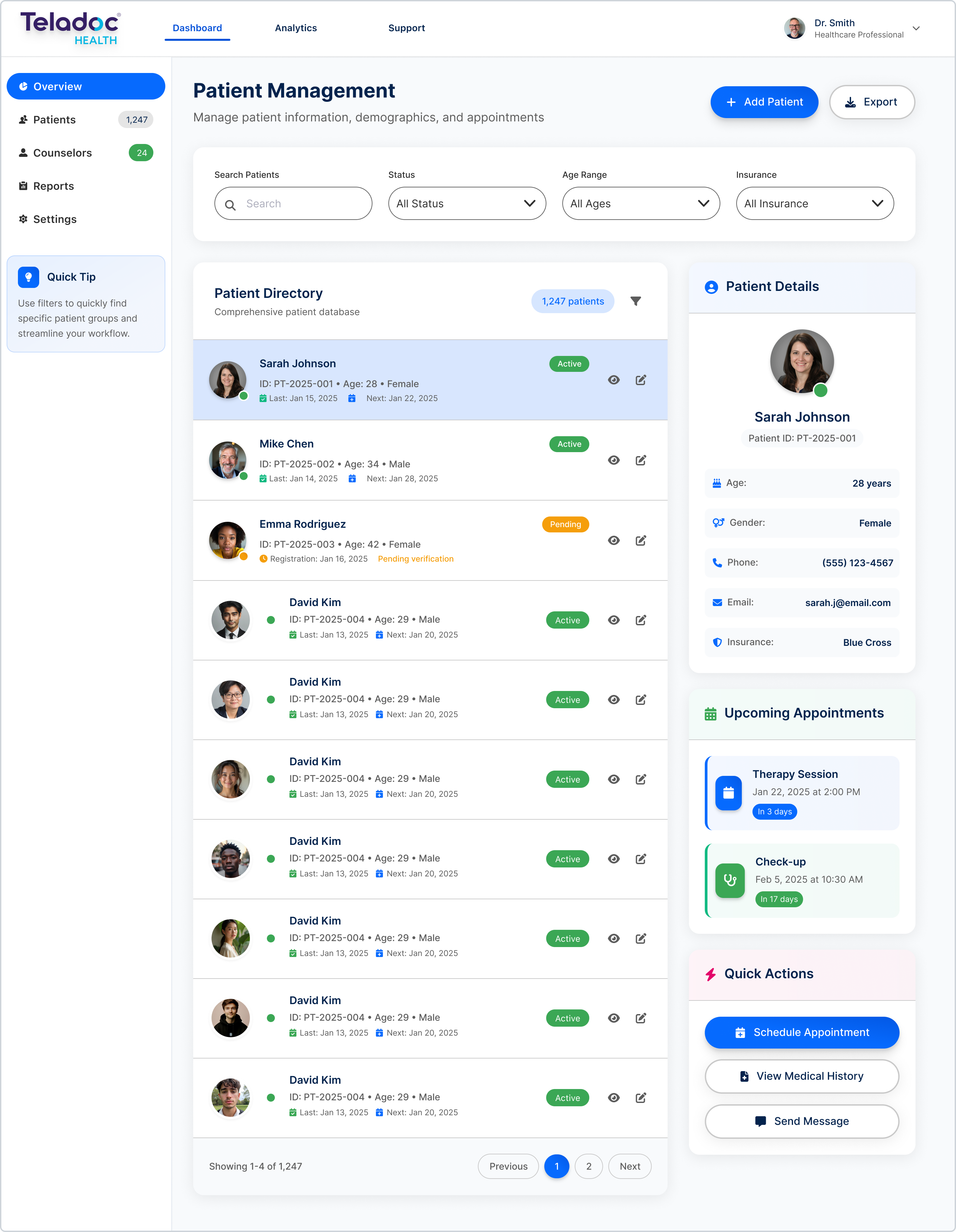 Teladoc Provider Dashboard - Salesforce Lightning Design System