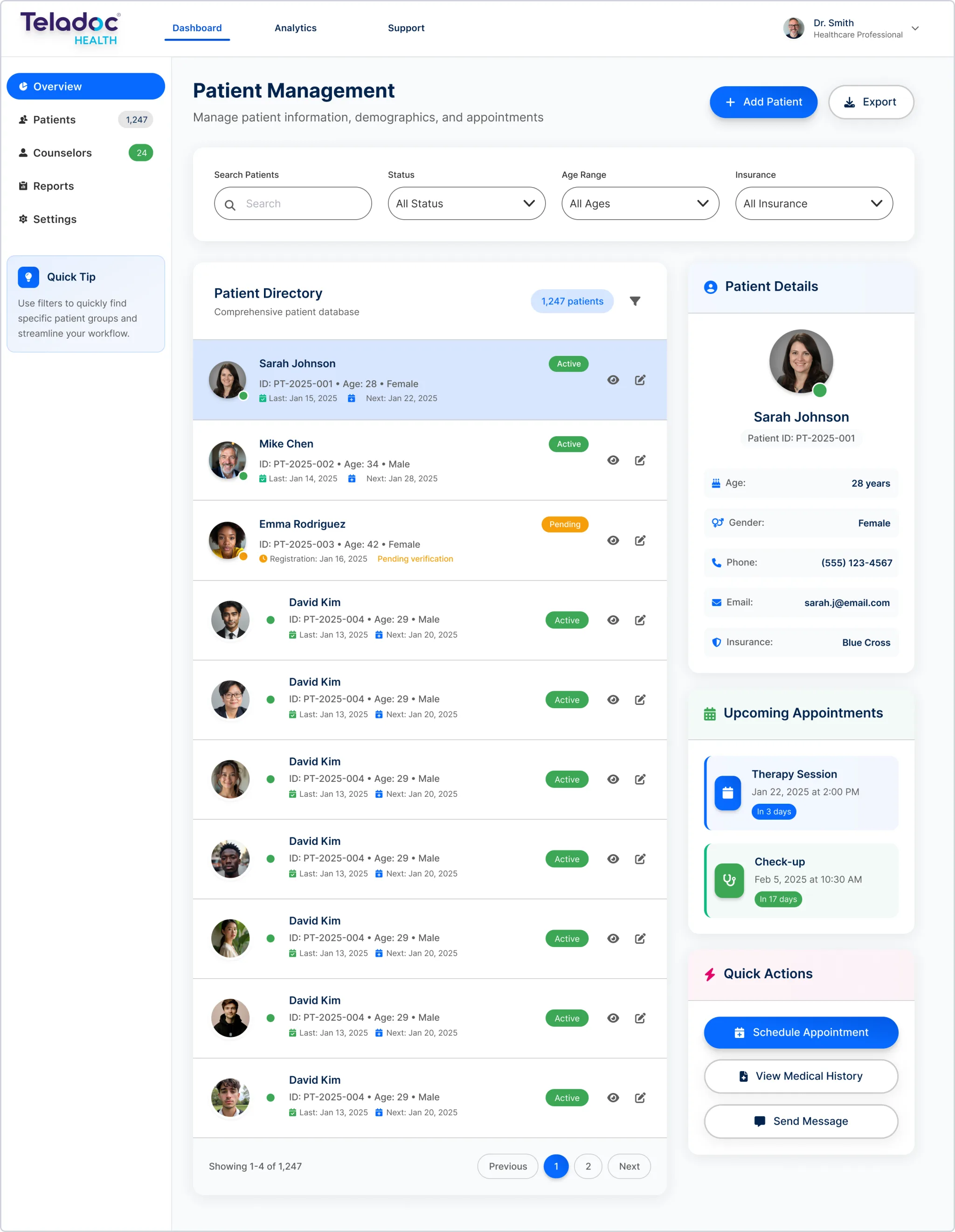 Teladoc Provider Dashboard - Salesforce Lightning Design System