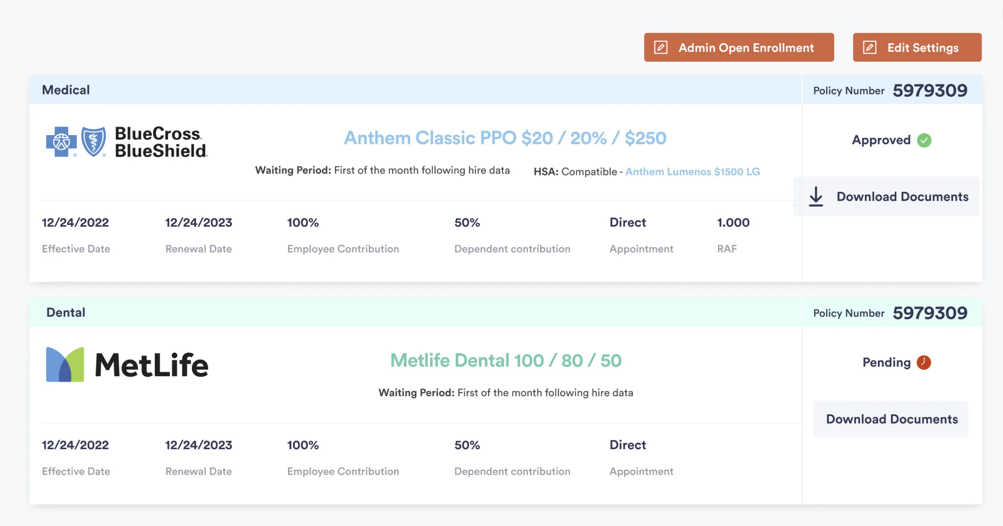 Zenefits Comparison Tables Redesign features